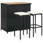 3 részes fekete polyrattan bárszett fotó
