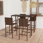 5 részes barna polyrattan kerti bárszett fotó