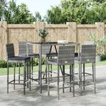 7 részes szürke polyrattan kerti bárszett párnákkal fotó