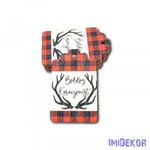 Ajándékcímke 5db/csomag 6, 5x4cm - Piros-Fekete Szarvasagancs fotó