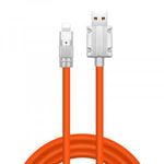 JKX Szilikon Bevonatú Töltőkábel, Lightning/USB csatlakozó, 3A gyorstöltés, 1 méter, narancssárga fotó
