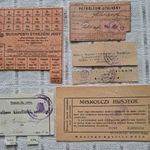 Élelmiszerjegyek Miskolc, Budapest és petróleum jegy Losonc 6 db. fotó