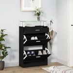 fekete szerelt fa cipőszekrény 63 x 24 x 104 cm fotó