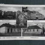 Képeslap, Lengyel, Gróf Apponyi kastély, templom, plébániahivatal, Szüts Istvánné üzlet kiadás.1948- fotó