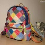 Patchwork multicolor valódi bőr, "kockás" hátitáska, hátizsák fotó