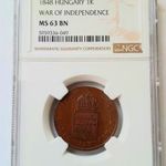 Szabadságharcos 1 krajcár 1848- NGC-MS-63! TOP-POP! fotó