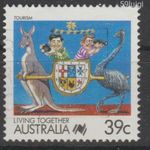 1988. Ausztrália Australia Mi: 1127A társadalomban élni turizmus címer kenguru emu fotó