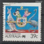 1988. Ausztrália Australia Mi: 1127D társadalomban élni turizmus címer kenguru emu fotó
