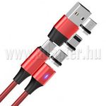DKSM-23 USB-C/USB - USB-C/Lightning/mikro USB 4 in 1 nagysebességű, mágneses adat/töltő kábel fotó