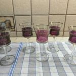 Boros pohár készlet 6 db eladó! Arany, bordó díszítéses talpas boros pohár készlet eladó! fotó