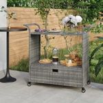 szürke polyrattan bárkocsi fiókkal 100 x 45 x 97 cm fotó