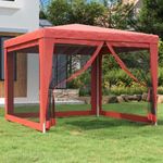 piros HDPE rendezvénysátor 4 hálós oldalfallal 3x3 m fotó
