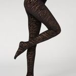Calzedonia MODC1715 Special editions Zebra Flocked Devoré Tights Black S fotó