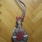 Csikóbőrös kulacs 20 cm-es valódi bőr, nemzeti színű akasztóval Ritka! csak 970, - Fix áron! fotó