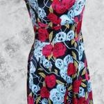 Bbonlinedress rózsás koponyás ruha M-es mb 49 cmx2 új! cn. fotó