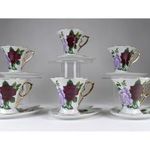 1I187 Aranyozott rózsadíszes porcelán kávéskészlet 6 személyes fotó