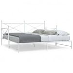 Daybed with Trundle without Mattress White 107x203 cm acél fotó