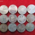 12db NÉMET 5 MÁRKA 1968-1979 EZÜST: 134, 2g EGYBEN ELADÓ ! kiv+, enyhe oxidfolt fotó