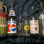 Retró üdítős üvegek, Sztár, ET-ÜD. Pepsi, Coca cola, Kékkúti, drótfonott fotó