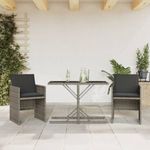 3 részes szürke polyrattan bisztrógarnitúra párnákkal fotó
