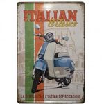 Vintage Dekor Fémtábla, dombornyomott 'Italian El Clásico' felirat és motorkerékpár, re... fotó