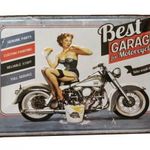 Vintage Dekor Fémtábla, dombornyomott, 'Best Garage for Motorcycles' felirat, retro han... fotó