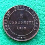LÍRA 5 CENTESIMI 1859 OLASZ FÉMPÉNZ fotó