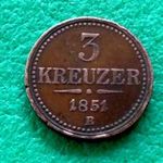 3 KRAJCÁR 1851 B HABSBURG FÉMPÉNZ fotó