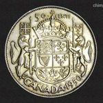 1950 Kanada VI. György ezüst 50 Cents! Gyönyörű állapotban! Patina! Ritkább! KM# 45 fotó