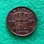 FRANK 50 CENTIME 1979 BELGA FÉMPÉNZ flamand nyelvű fotó