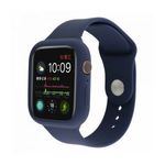Szilikon szíj és védőtok Apple Watch órához, 38 mm - sötétkék fotó