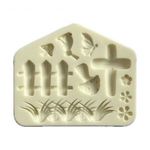 Szilikon fondant és marcipán mintázó-Kerti motívumok 9x10 cm fotó