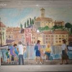 Schönberger Armand - Turisták a kikötőben - gyönyörű régi festmény -1Ft! Nincs minimálár!!!! fotó