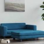 vidaXL kék bársony kutyaágy hosszabbítóval 100 x 50 x 30 cm fotó
