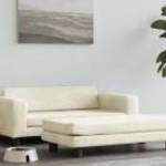 vidaXL krémszínű bársony kutyaágy hosszabbítóval 100 x 50 x 30 cm fotó