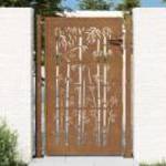 vidaXL bambuszmintás corten acél kerti kapu 105 x 155 cm fotó