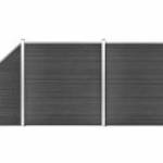 vidaXL fekete WPC kerítéspanelszett 446 x (105-186) cm fotó