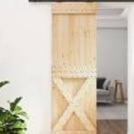 vidaXL tömör fenyőfa tolóajtó fémszerelékszettel 70 x 210 cm fotó