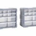 vidaXL 2 db többfiókos szervező 12 fiókkal 26, 5 x 16 x 26 cm fotó