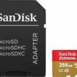 Sandisk 256GB microSDXC Extreme Plus Class 10 U3 A2 C10 V30 + adapterrel fotó