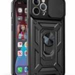 Defender szilikon telefonvédő (ütésállóság, tartógyűrű, kameravédő) FEKETE Xiaomi Redmi Note 14 4G - fotó