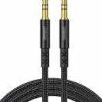 JOYROOM audió kábel (3.5mm jack - 3.5mm jack, 100cm, cipőfűző, AUX) FEKETE fotó