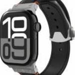 SPIGEN CLASSIC FIT pótszíj (egyedi méret, nagy, textil, állítható, pillangó csat) FEKETE Apple Watch fotó