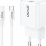 BWOO CDA211 hálózati töltő 1xUSB-C csatlakozással - Type-C kábel GaN 30W - fehér fotó