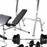 vidaXL edzőpad állvánnyal / egykezes és kétkezes súlyzószettel 60, 5 kg fotó
