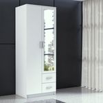 Drohmo Romana 80 gardróbszekrény, 80x205x52 cm, tükörrel, fehér fotó