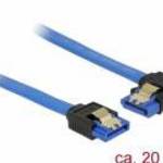 DeLock SATA 6 Gb/s receptacle straight > SATA receptacle left angled 0, 2m Blue fotó