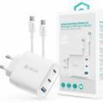 Devia Extreme Speed Series 65W GaN PD hálózati gyorstöltő adapter USB+2xType-C+Type-C kábel - fehér fotó