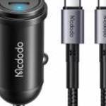 McDodo CC-7493 autós töltő kijelzővel, USB-C, 5A, 65 W + USB-C kábel 1 m 100 W (fekete) - Mcdodo fotó