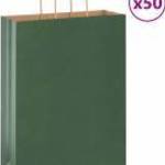 vidaXL 50 db zöld papírzacskók fogantyúkkal 32x12x42 cm fotó
